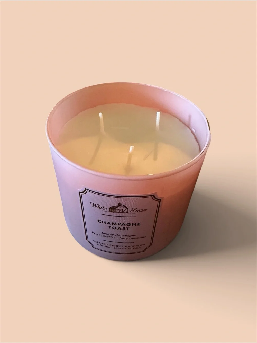 White Barn Pink Candle with Gold Lid — Champagne Toast Scent